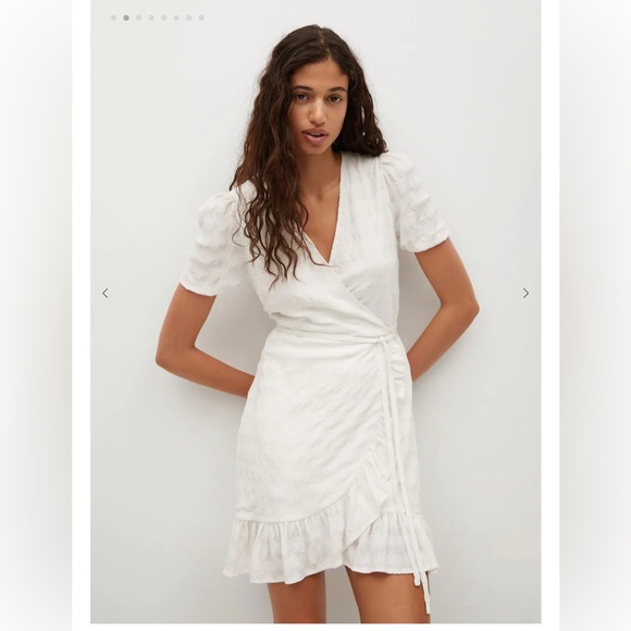 Mango Textured Ruffled Wrap Dress - Picture 3 of 5